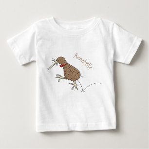 Happy jumping kiwi with bow tie cartoon design baby T-Shirt