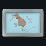 Happy jumping kiwi with bow tie cartoon design belt buckle<br><div class="desc">For kiwi lovers! This happy kiwi bird jumping cartoon and is great fun.</div>