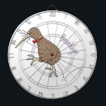 Happy jumping kiwi with bow tie cartoon design dartboard<br><div class="desc">For kiwi lovers! This happy kiwi bird jumping cartoon and is great fun.</div>