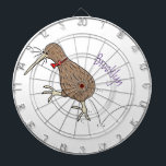 Happy jumping kiwi with bow tie cartoon design dartboard<br><div class="desc">For kiwi lovers! This happy kiwi bird jumping cartoon and is great fun.</div>