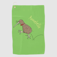 Happy jumping kiwi with bow tie cartoon design