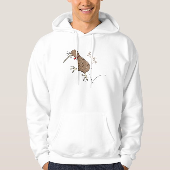 Happy jumping kiwi with bow tie cartoon design hoodie (Front)