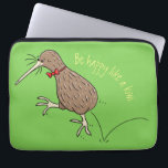 Happy jumping kiwi with bow tie cartoon design laptop sleeve<br><div class="desc">For kiwi lovers! This happy kiwi bird jumping cartoon and is great fun.</div>