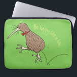 Happy jumping kiwi with bow tie cartoon design laptop sleeve<br><div class="desc">For kiwi lovers! This happy kiwi bird jumping cartoon and is great fun.</div>
