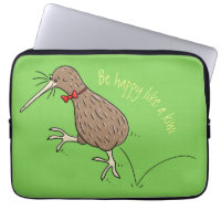 Happy jumping kiwi with bow tie cartoon design