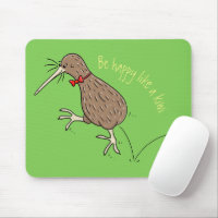 Happy jumping kiwi with bow tie cartoon design