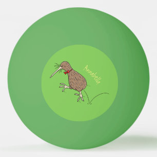 Happy jumping kiwi with bow tie cartoon design ping pong ball