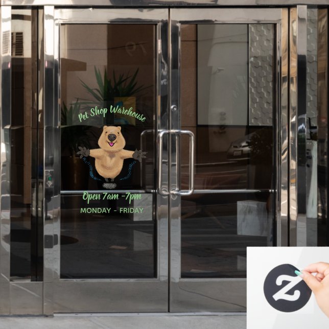 Happy jumping quokka cartoon design (Office Door)