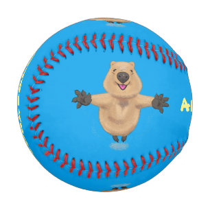 Happy jumping quokka cartoon design baseball