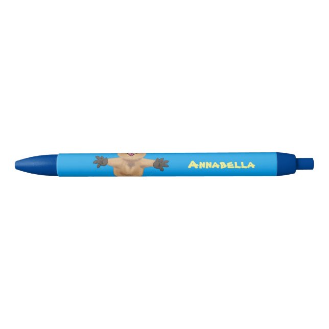 Happy jumping quokka cartoon design black ink pen (Front)