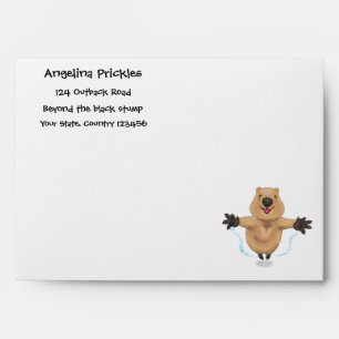 Happy jumping quokka cartoon design envelope
