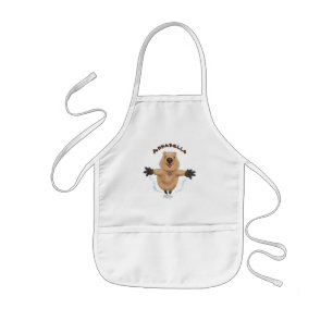 Happy jumping quokka cartoon design kids apron