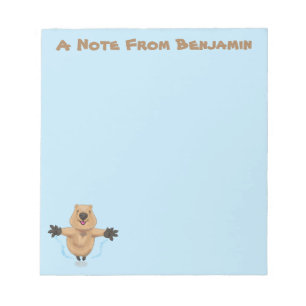Happy jumping quokka cartoon design notepad
