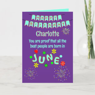 Happy June Birthday Folded Greeting Card