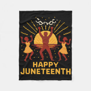 Happy Juneteenth 8 Bit 1865 African American Black Fleece Blanket