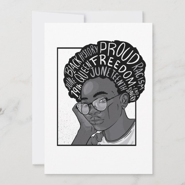 happy juneteenth african black girl invitation (Front)