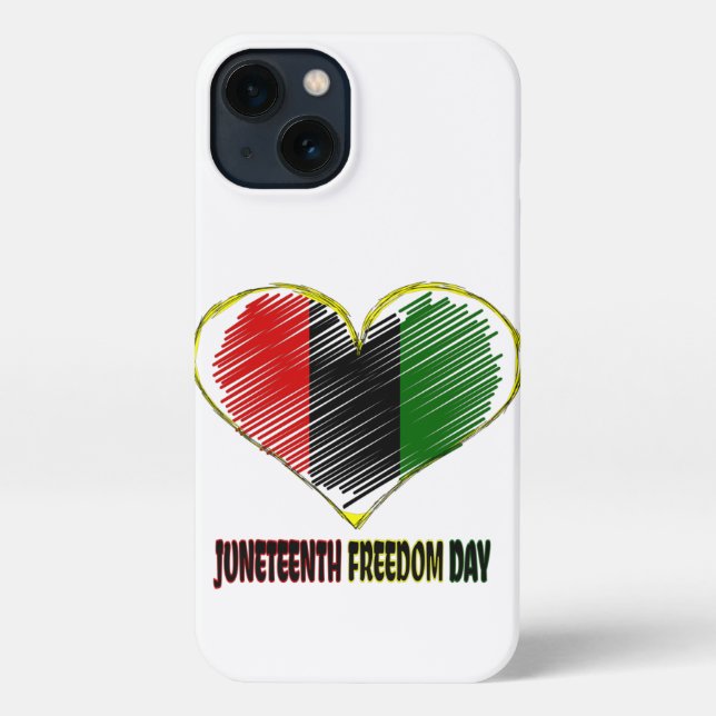happy juneteenth african flag heart iPhone case (Back)