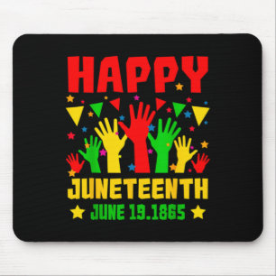happy juneteenth black red green yellow hands mouse pad