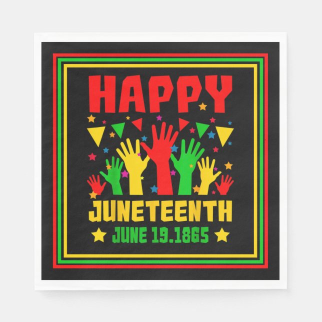 Happy Juneteenth Black Red Green Yellow Hands  Pap Napkin (Front)