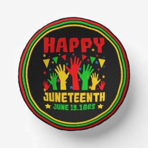 Happy Juneteenth Black Red Green Yellow Hands Paper Plate