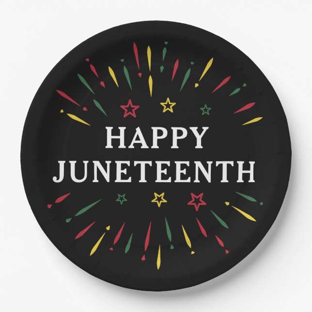 Happy Juneteenth Celebrate Black Independence Day Paper Plate (Front)