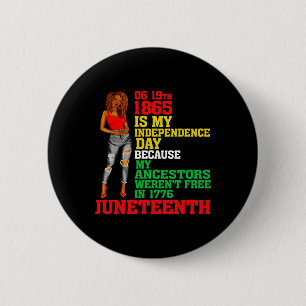 Happy Juneteenth Is My Independence Day Free Black 6 Cm Round Badge