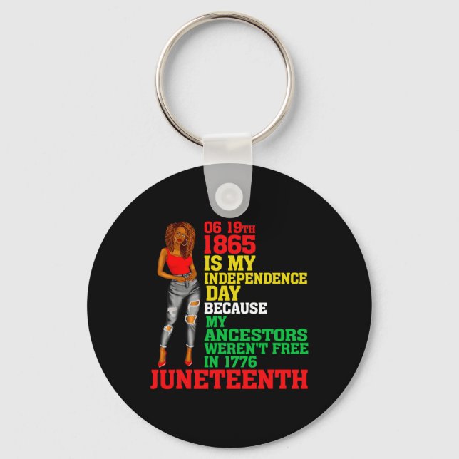 Happy Juneteenth Is My Independence Day Free Black Key Ring (Front)
