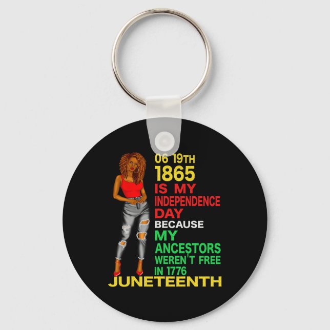 Happy Juneteenth Is My Independence Day Free Black Key Ring (Front)