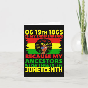 Happy Juneteenth Is My Independence Day Pink Black Card