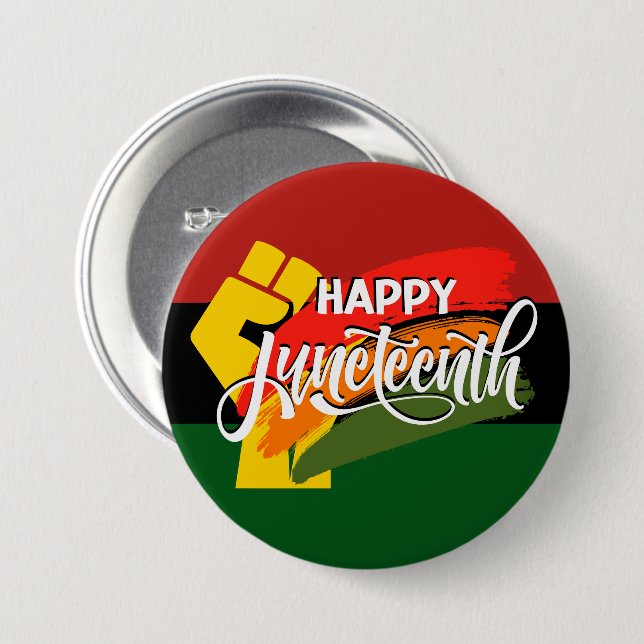 HAPPY JUNETEENTH Pan African 7.5 Cm Round Badge (Front & Back)