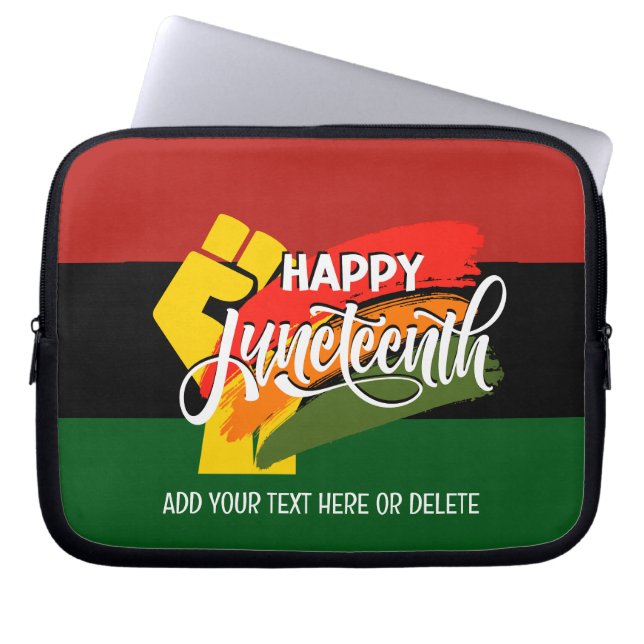 HAPPY JUNETEENTH Pan African Laptop Sleeve (Front)