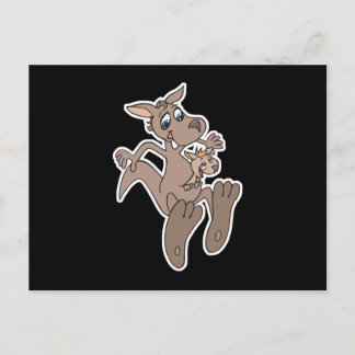 happy kangaroo and joey postcard
