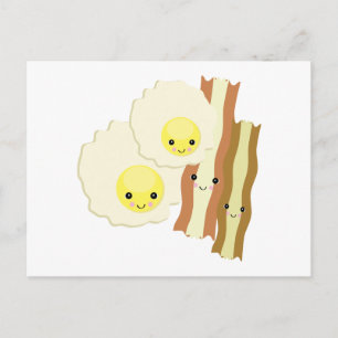 happy kawaii breakfast postcard
