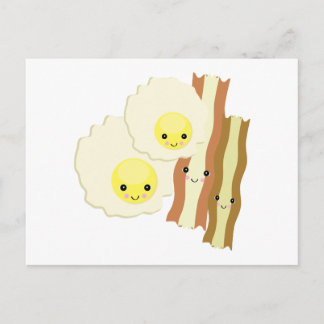 happy kawaii breakfast postcard
