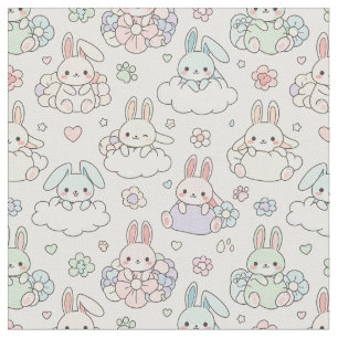 Happy Kawaii Bunny Fabric