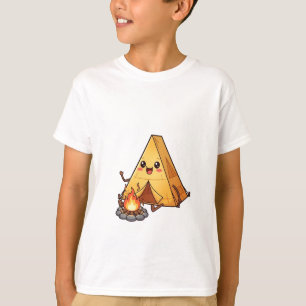 Happy Kawaii Camping Tent and Campfire Kids T-Shirt