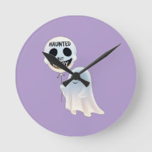 Happy Kawaii Ghost with Skull Balloon