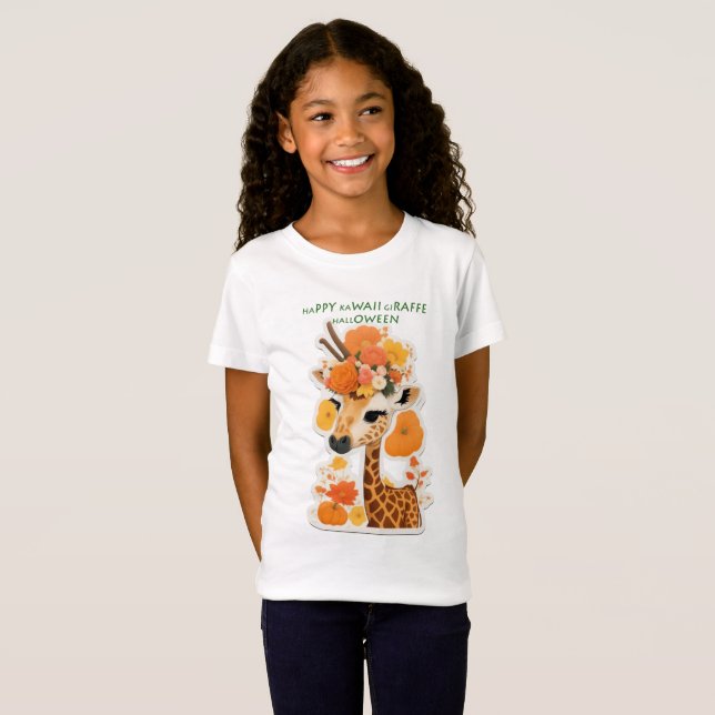 happy kawaii giraffe halloween  T-Shirt (Front Full)