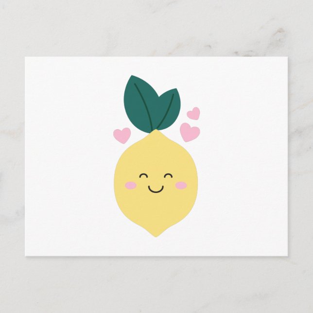 Happy Kawaii Lemon Postcard (Front)