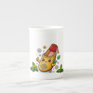 Happy Kawaii Moroccan Balgha - Traditional Yellow Bone China Mug