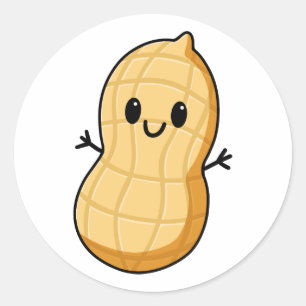 Happy Kawaii Peanut Cartoon – Cute Smiling Nut  Classic Round Sticker