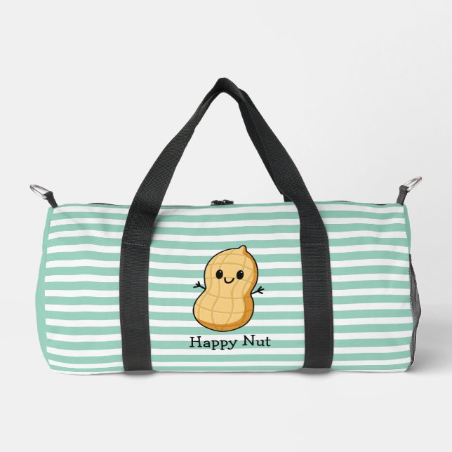 Happy Kawaii Peanut Cartoon – Cute Smiling Nut  Duffle Bag (Front)