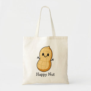 Happy Kawaii Peanut Cartoon – Cute Smiling Nut  Tote Bag