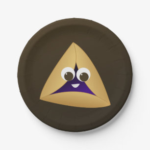 Happy Kawaii Prune Hamentashen Paper Plate