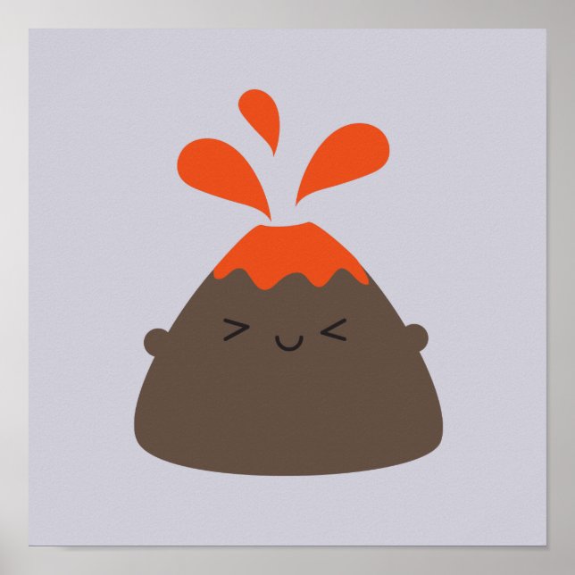 Happy Kawaii Volcano Poster (Front)