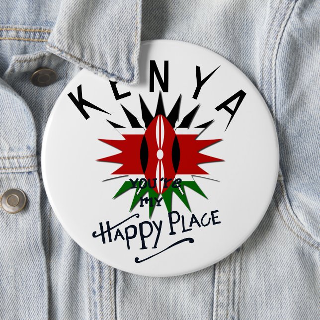 Happy Kenya Place 6 Cm Round Badge (In Situ)