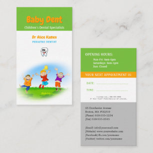 Happy Kids and Tooth   Paediatrics Dentist Business Card