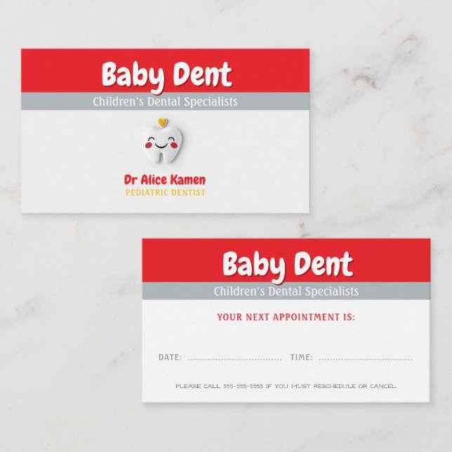 Happy Kids and Tooth | Paediatrics Dentist Business Card (Front/Back)