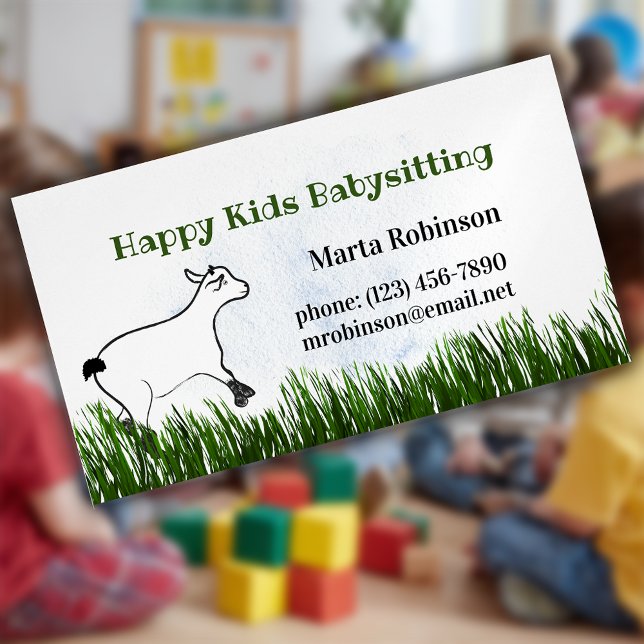 Happy Kids Babysitting Magnetic Business Card (Creator Uploaded)