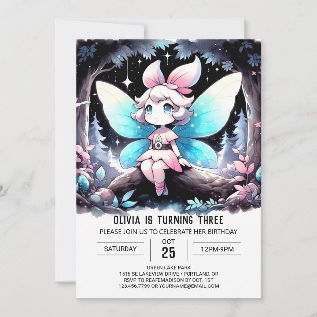 Happy Kids Fairy Birthday Invitation (Front)
